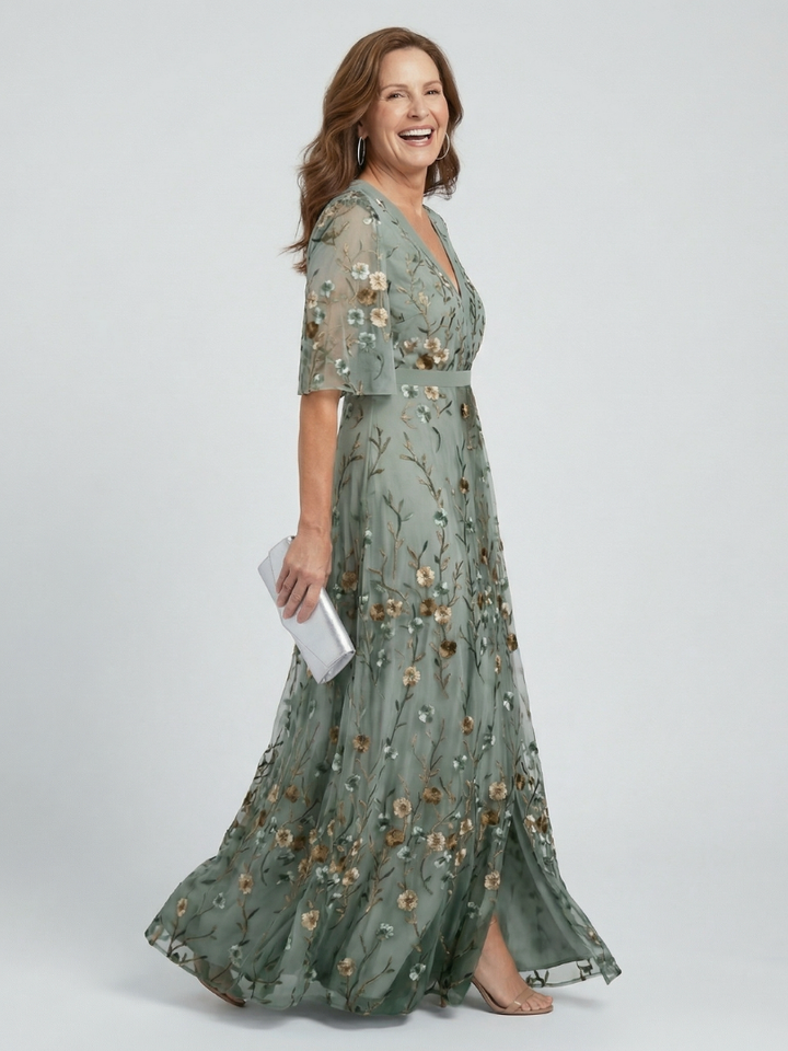 Selora | Vestido maxi fluido de frente única com padrão floral