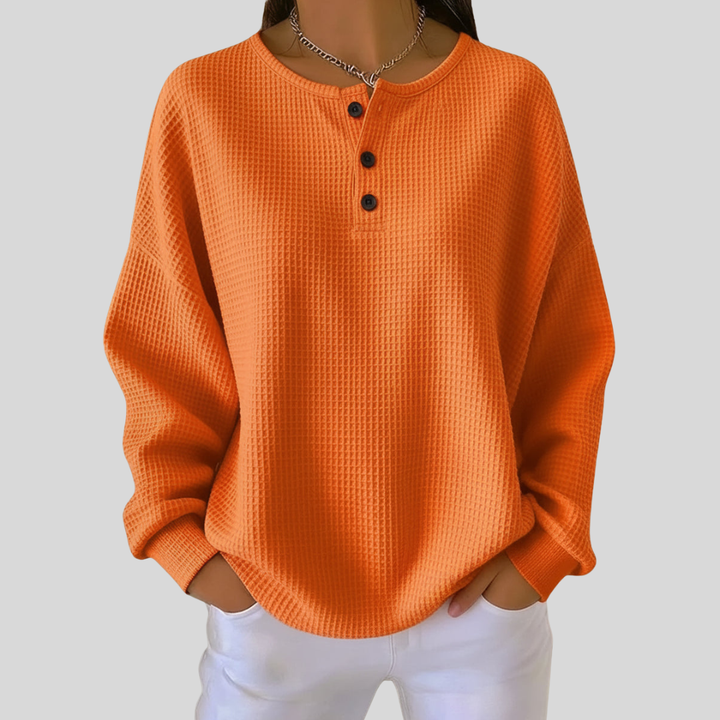 Nessa™ | Sweatshirt Henley descontraída
