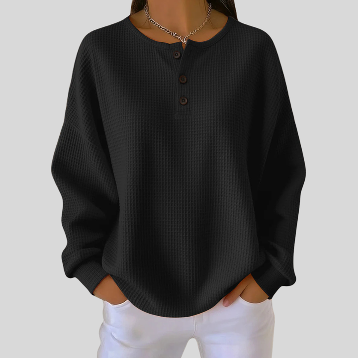 Nessa™ | Sweatshirt Henley descontraída