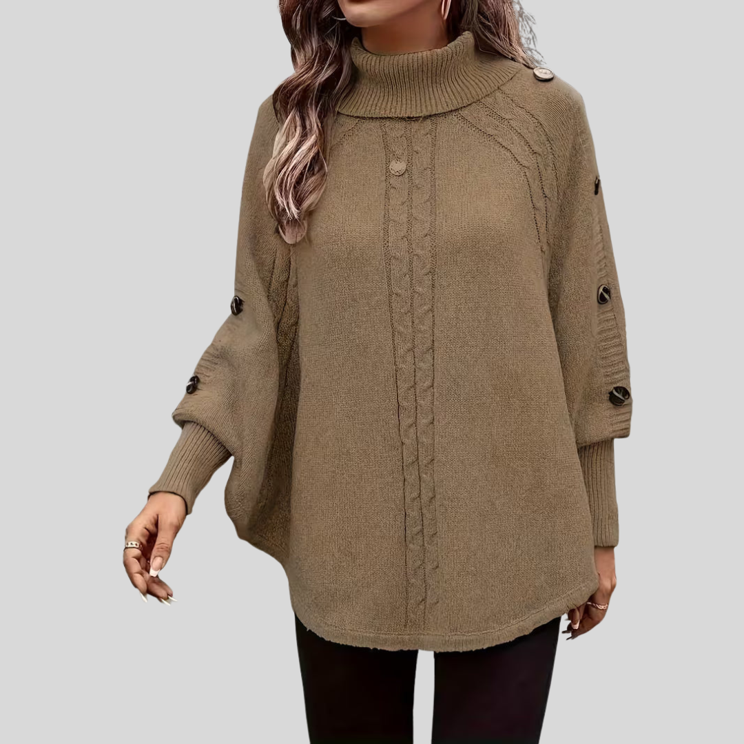 Norelle™ | Camisola de malha entrançada com gola subida