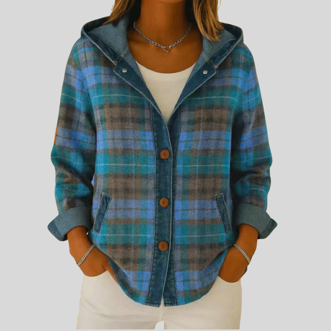 Bevlyn™ | Camisa-casaco aos quadrados com capuz