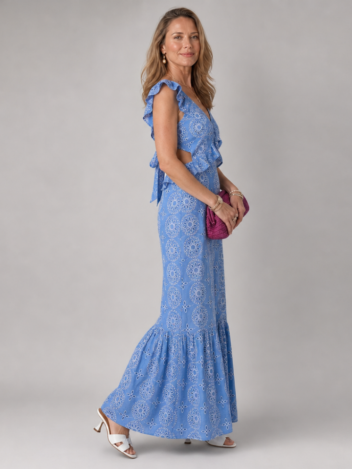 Héloïse | Vestido midi com folhos e recorte