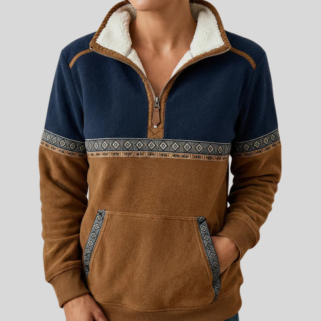 Alvette™ | Camisola com gola sherpa e meio fecho