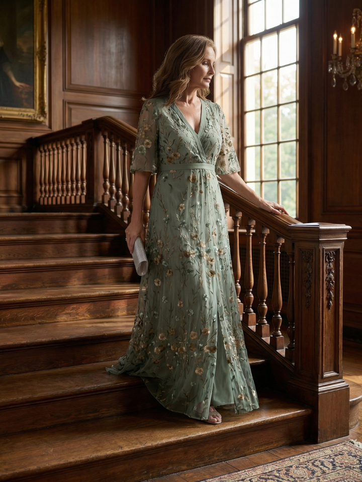 Selora | Vestido maxi fluido de frente única com padrão floral