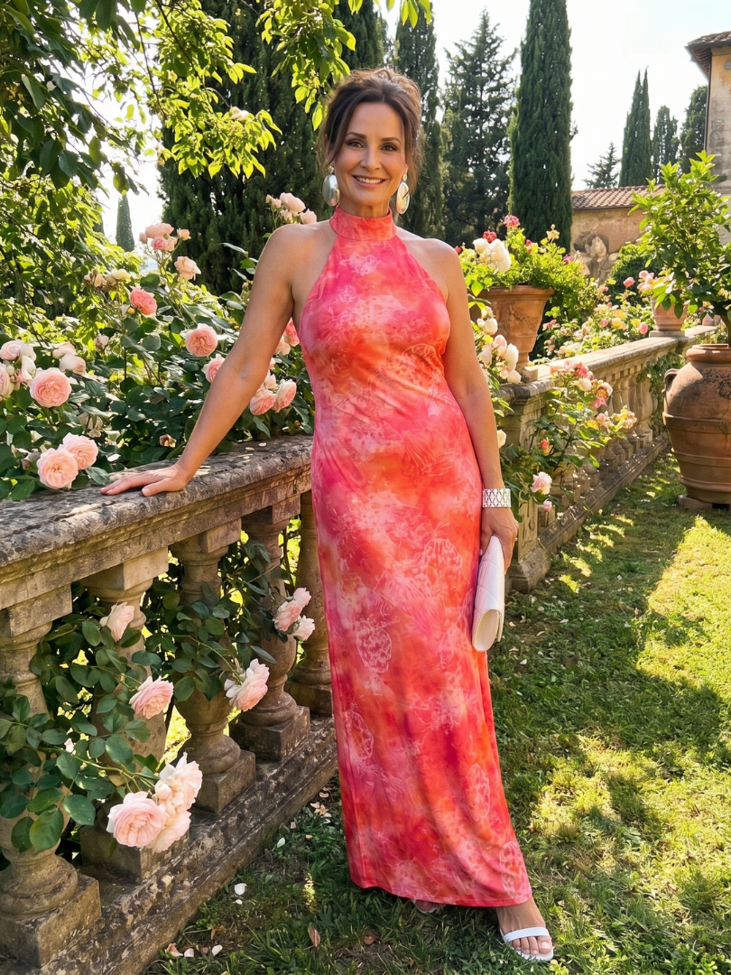 Coraline | Vestido maxi sem alças com estampado