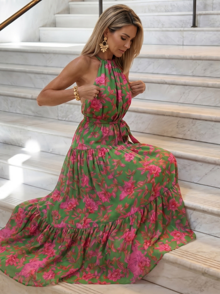Rowen | Vestido midi drapeado com cinto