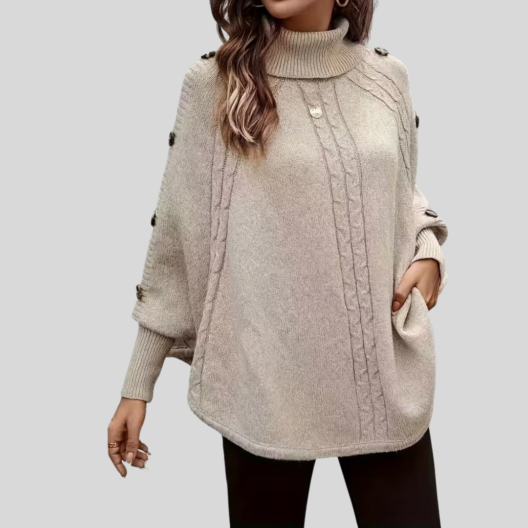 Norelle™ | Camisola de malha entrançada com gola subida