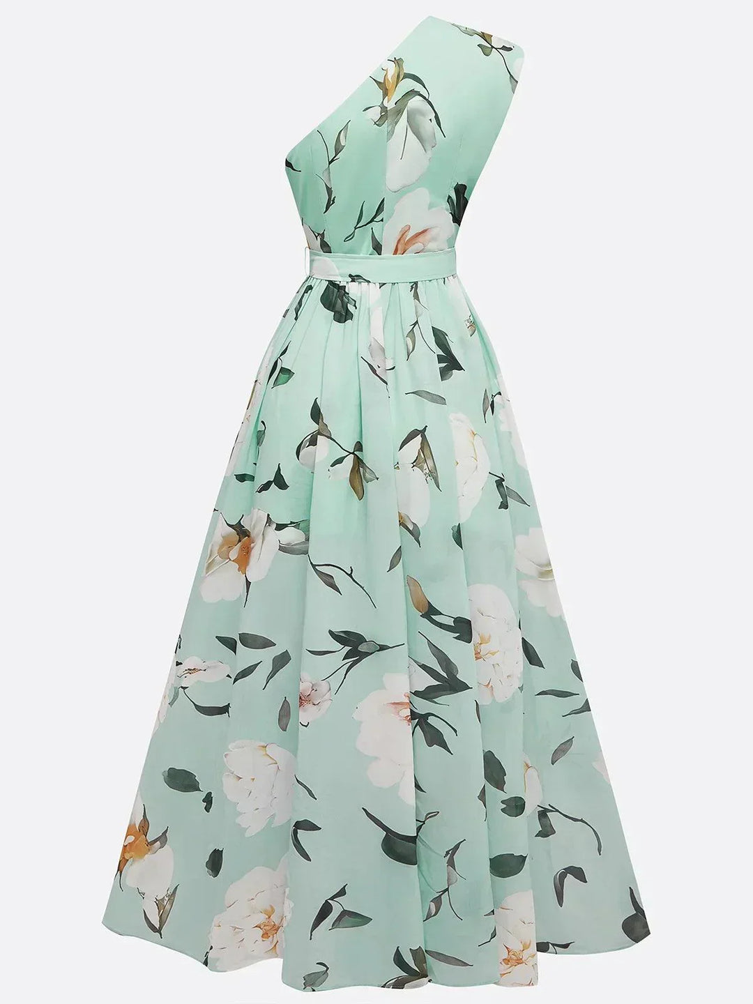 Julie | Vestido Maxi de Chiffon Verde com Estampado Floral