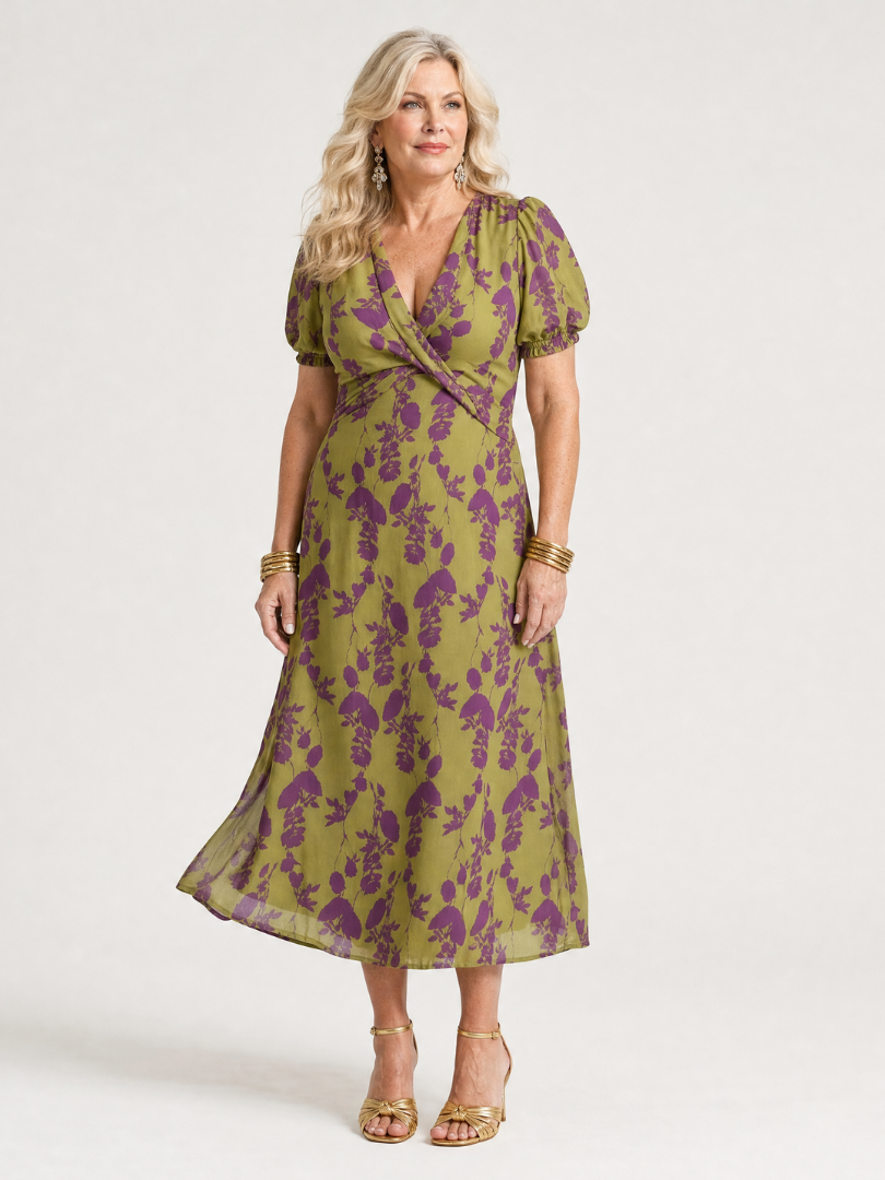 Virel | Vestido midi solto com padrão floral