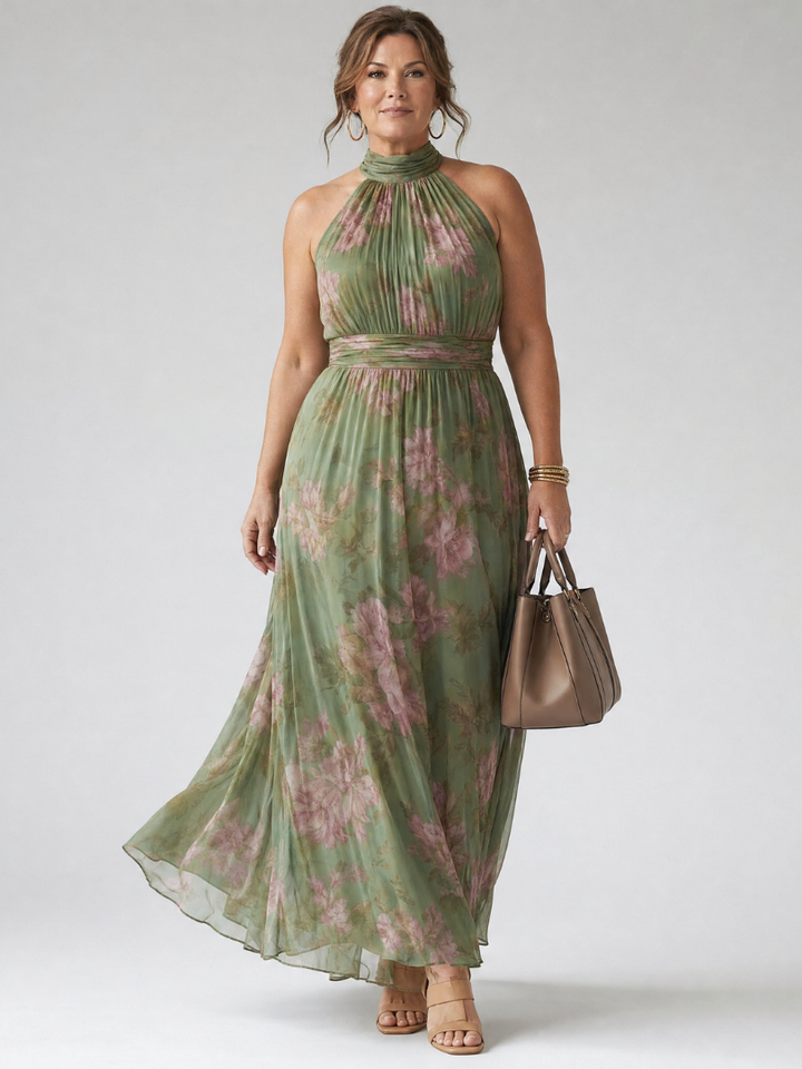 Mirelle | Vestido midi com faixa de folhos na cintura