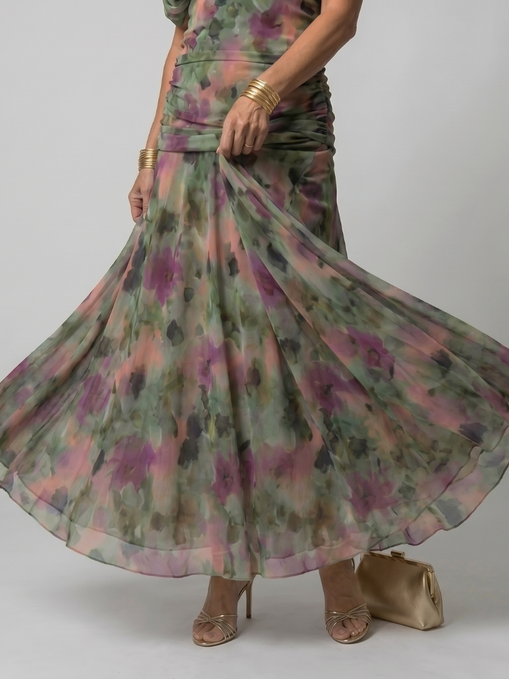 Calen | Vestido midi leve com ombros descobertos