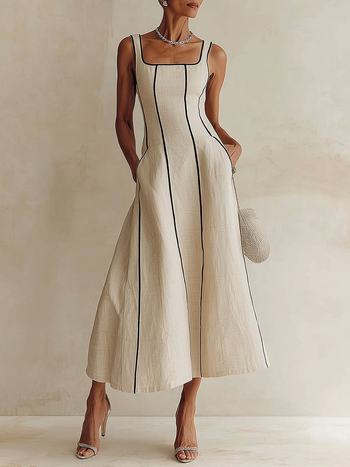 Lara – Vestido Maxi Linha A Cor Damasco