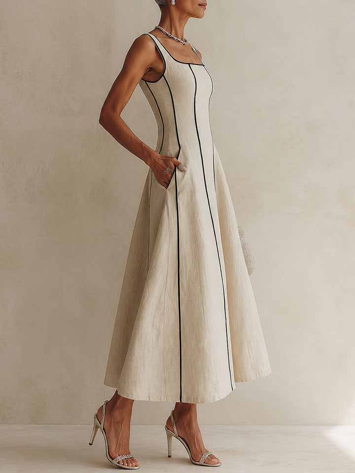Lara – Vestido Maxi Linha A Cor Damasco