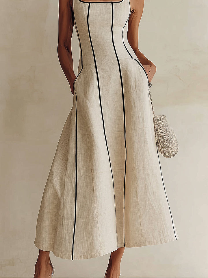 Lara – Vestido Maxi Linha A Cor Damasco