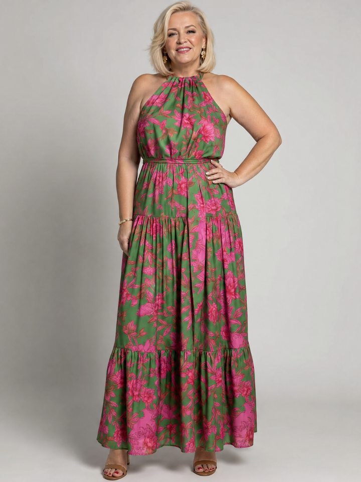 Rowen | Vestido midi drapeado com cinto