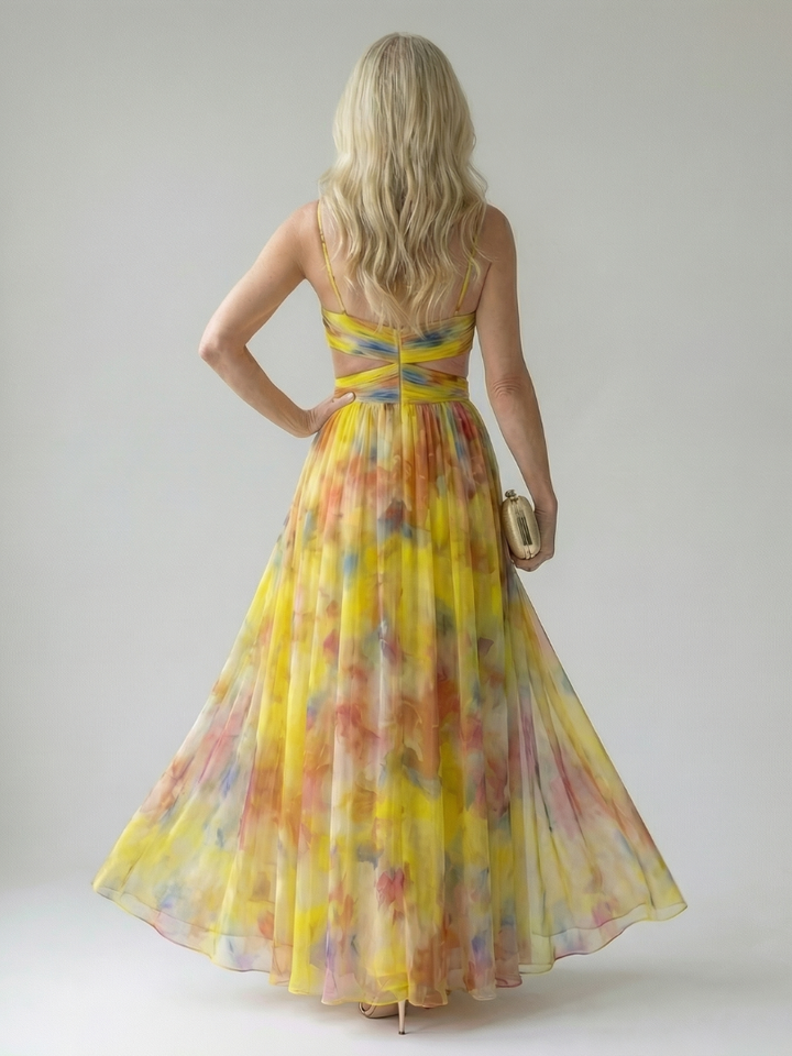 Élise | Vestido maxi envelope com degradé de cores