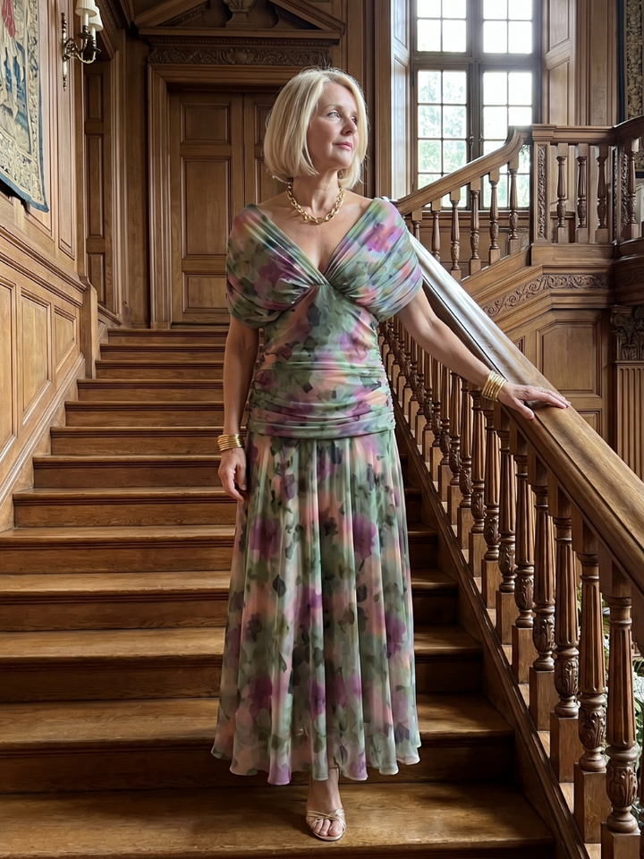 Calen | Vestido midi leve com ombros descobertos