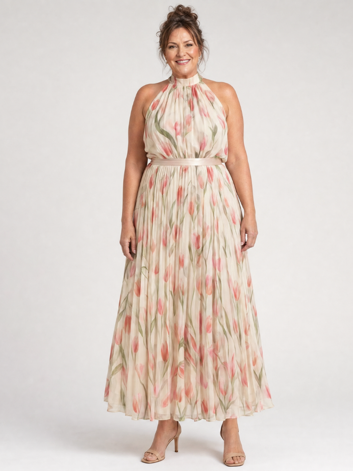 Aurelle | Vestido midi com decote floral