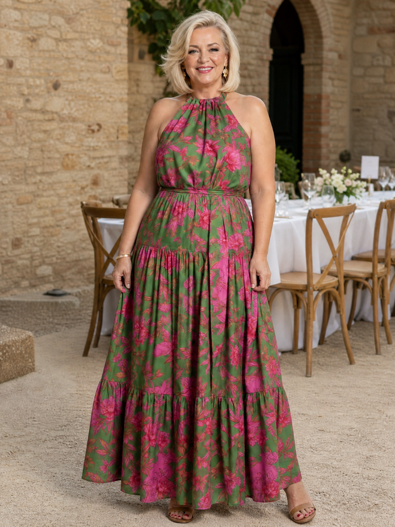 Rowen | Vestido midi drapeado com cinto