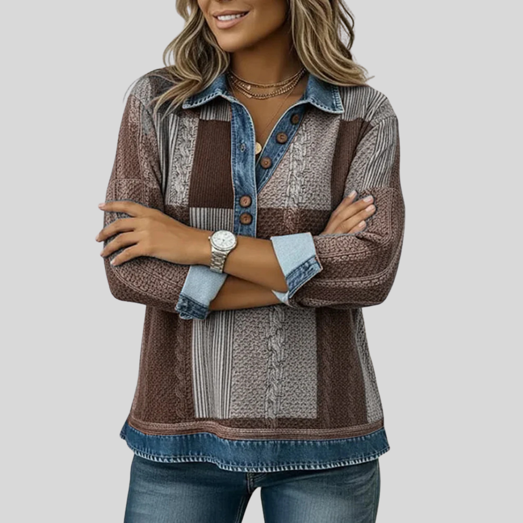 Meridell™ | Sweatshirt color block com estampado