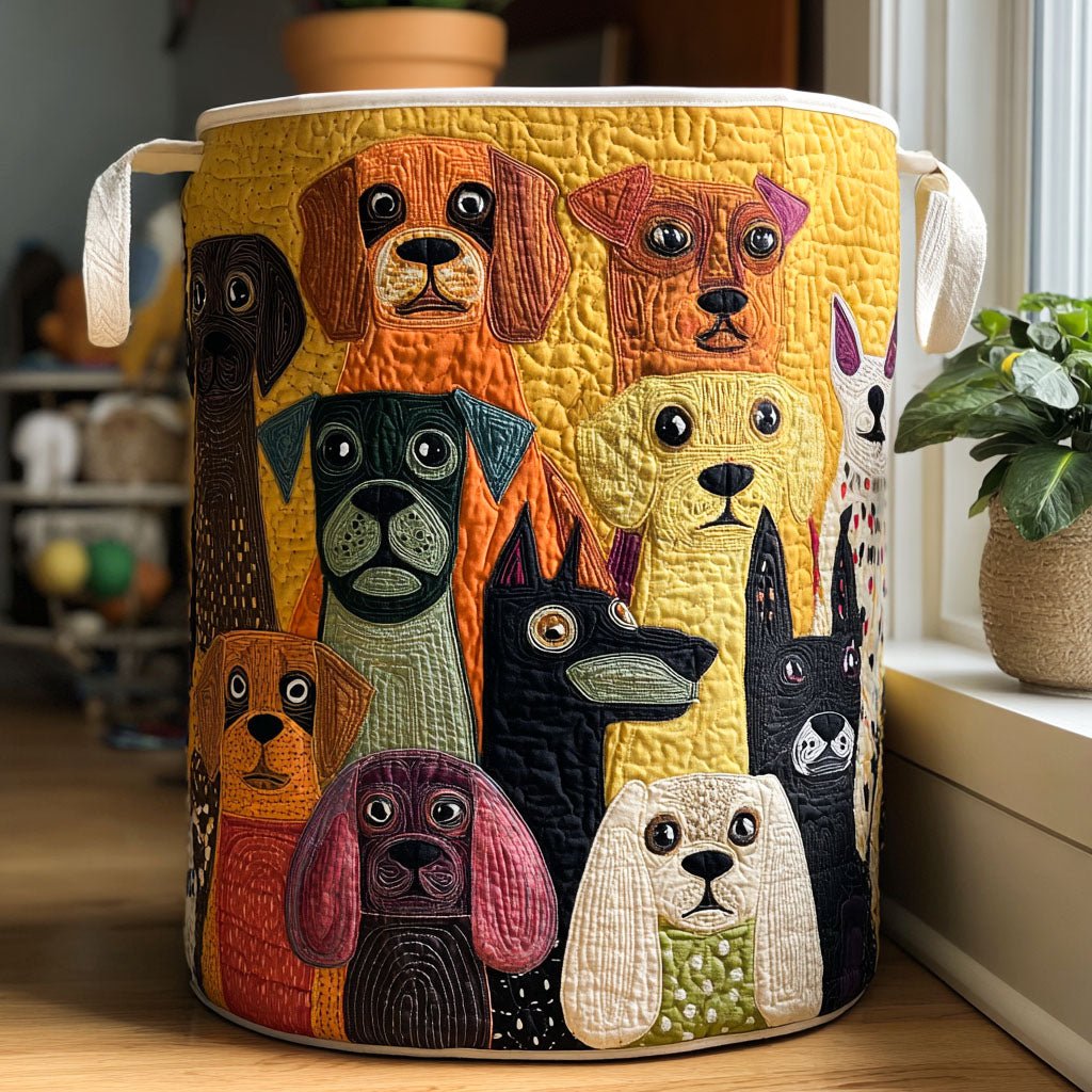 Cesto acolchoado com cães na floresta