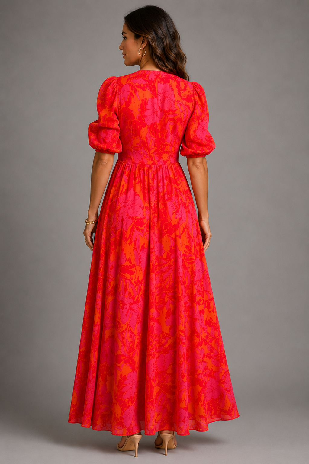 Olympe | Vestido fluido em rosa e laranja