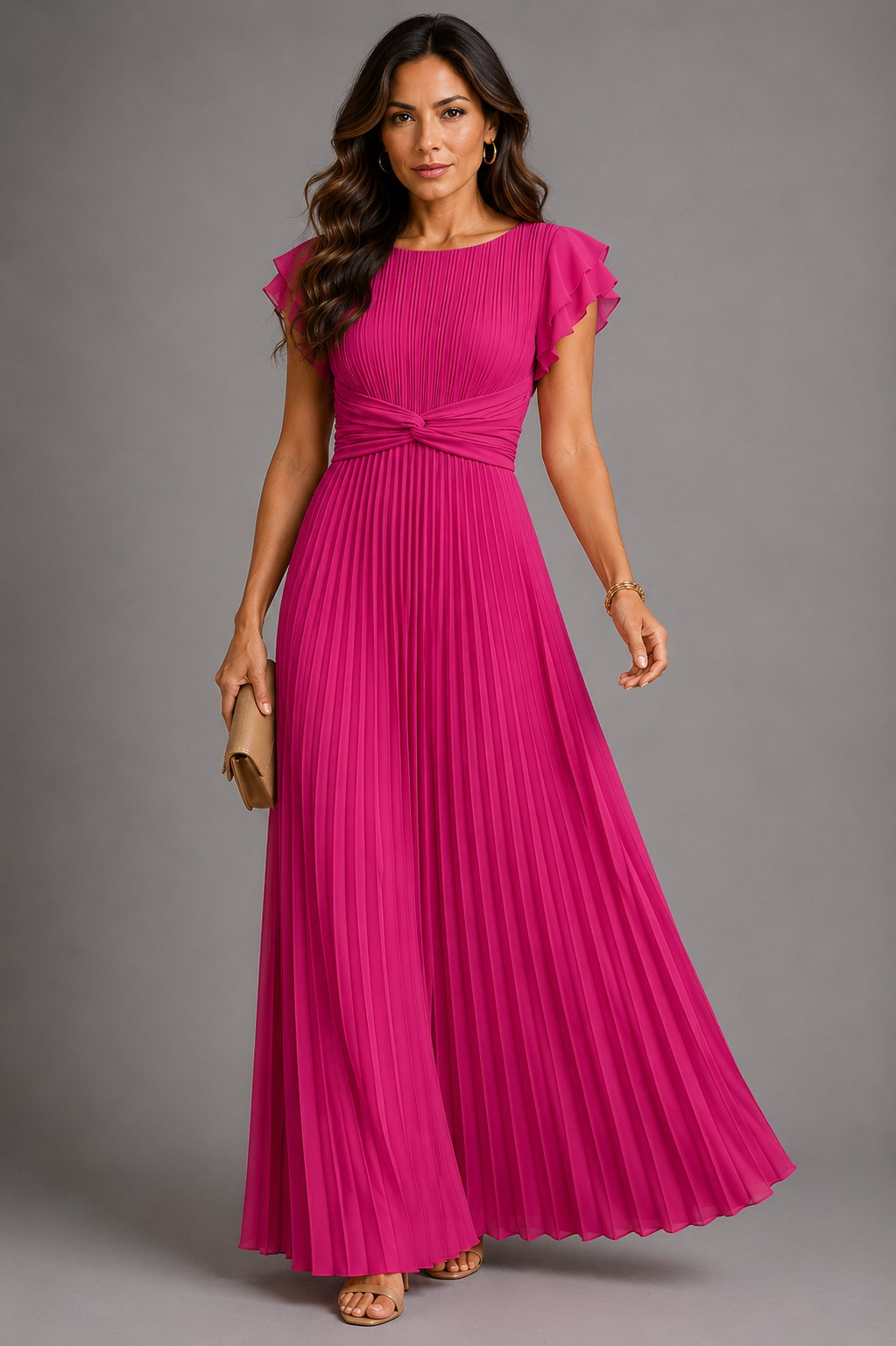 Sélène | Vestido maxi plissado glamoroso