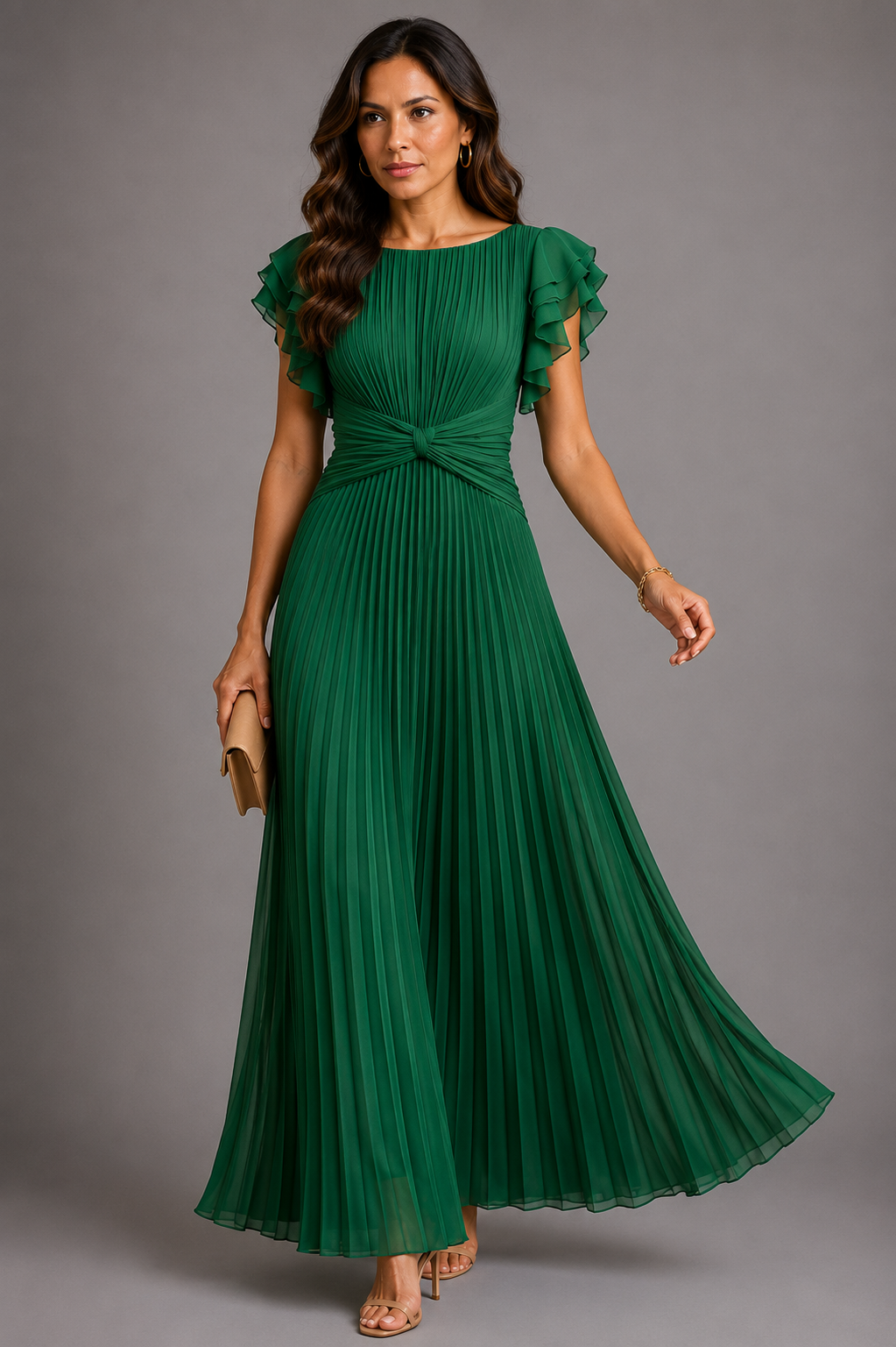 Sélène | Vestido maxi plissado glamoroso