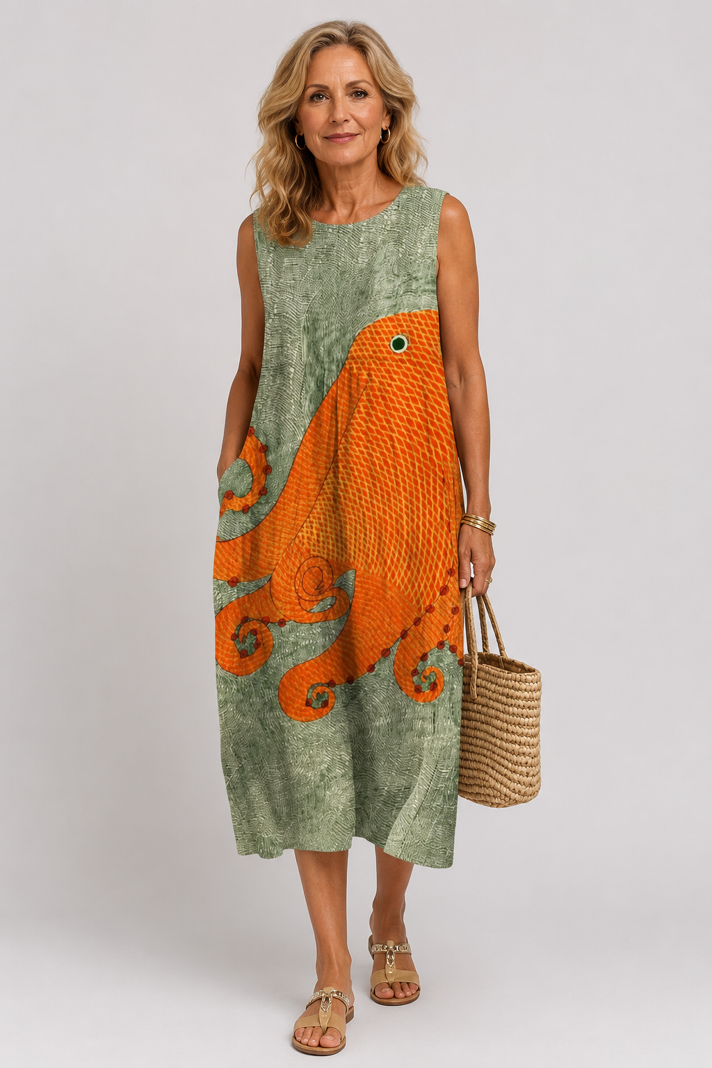 Tess | Vestido midi com estampado de polvo