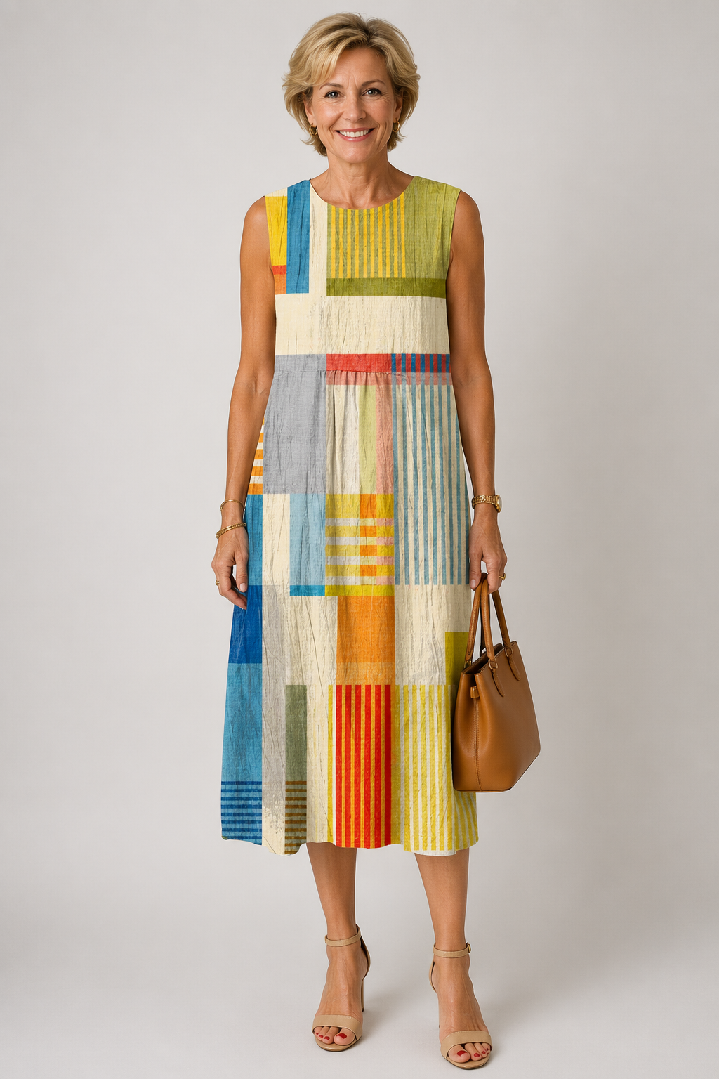Ève | Vestido midi com padrão geométrico