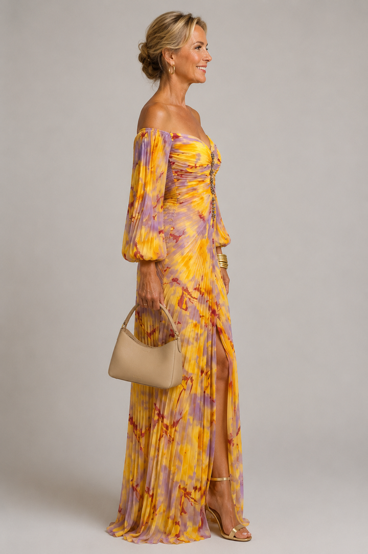 Marielle | Vestido maxi floral com decote profundo