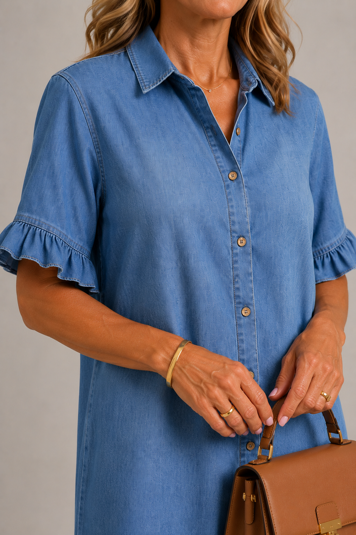 Margaux | Vestido com botões em efeito ganga