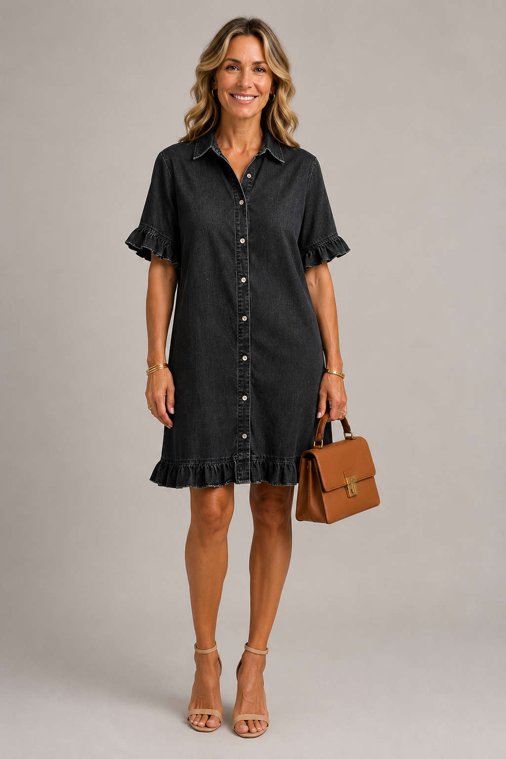 Margaux | Vestido com botões em efeito ganga