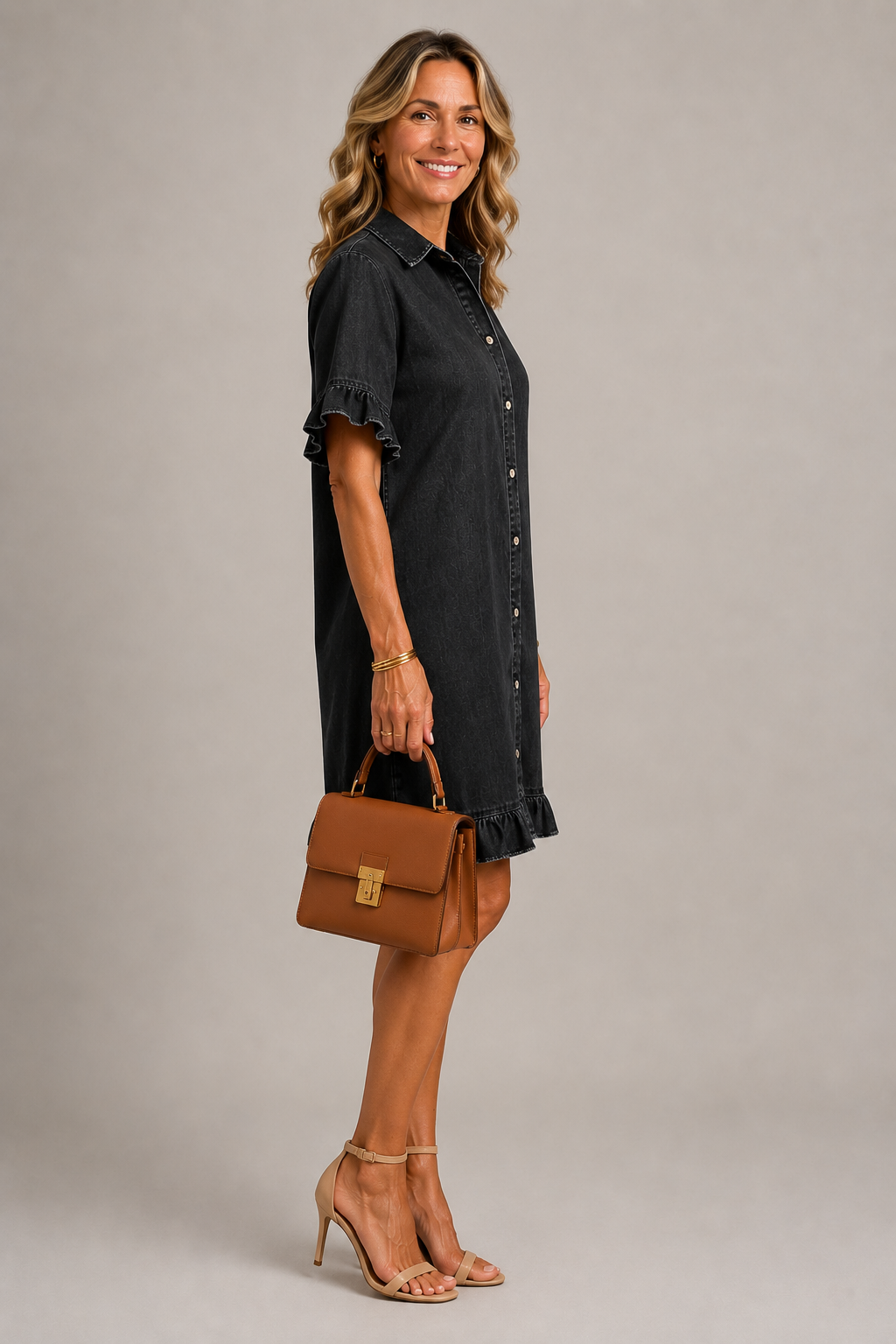 Margaux | Vestido com botões em efeito ganga