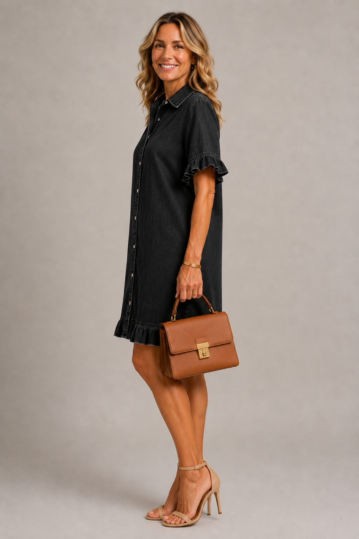 Margaux | Vestido com botões em efeito ganga