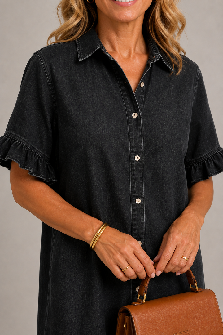 Margaux | Vestido com botões em efeito ganga