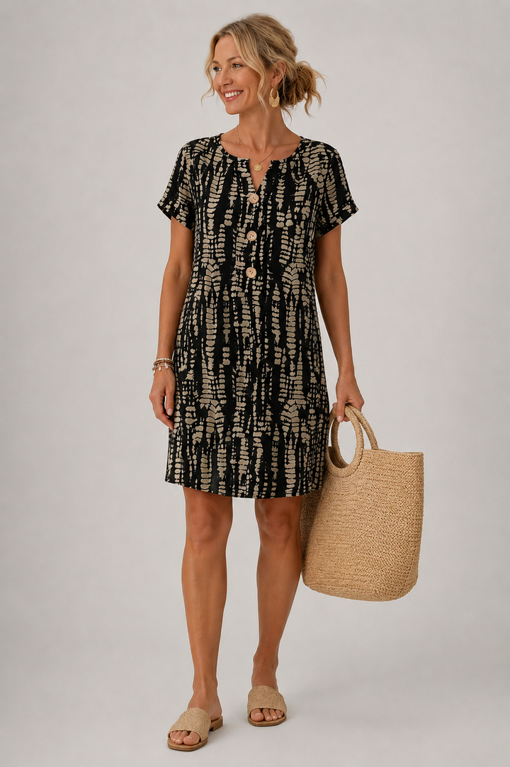 Constance | Vestido color block pelo joelho com decote em V