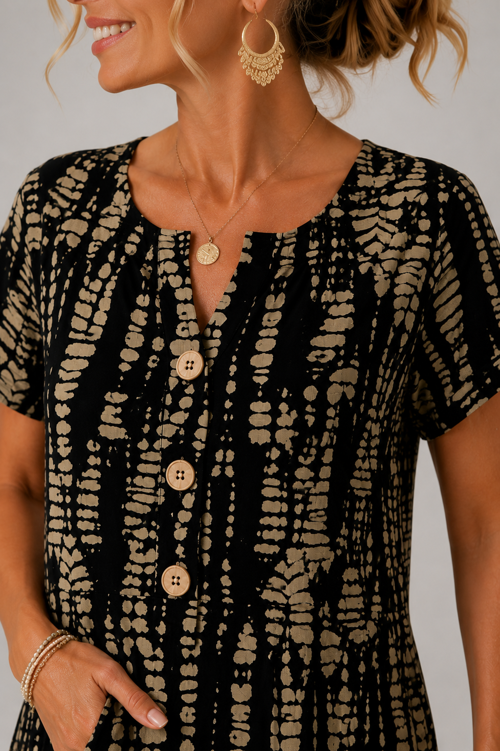 Constance | Vestido color block pelo joelho com decote em V