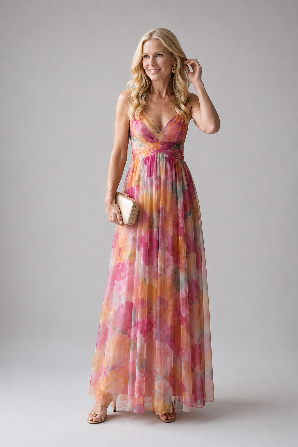Élise | Vestido maxi envelope com degradé de cores