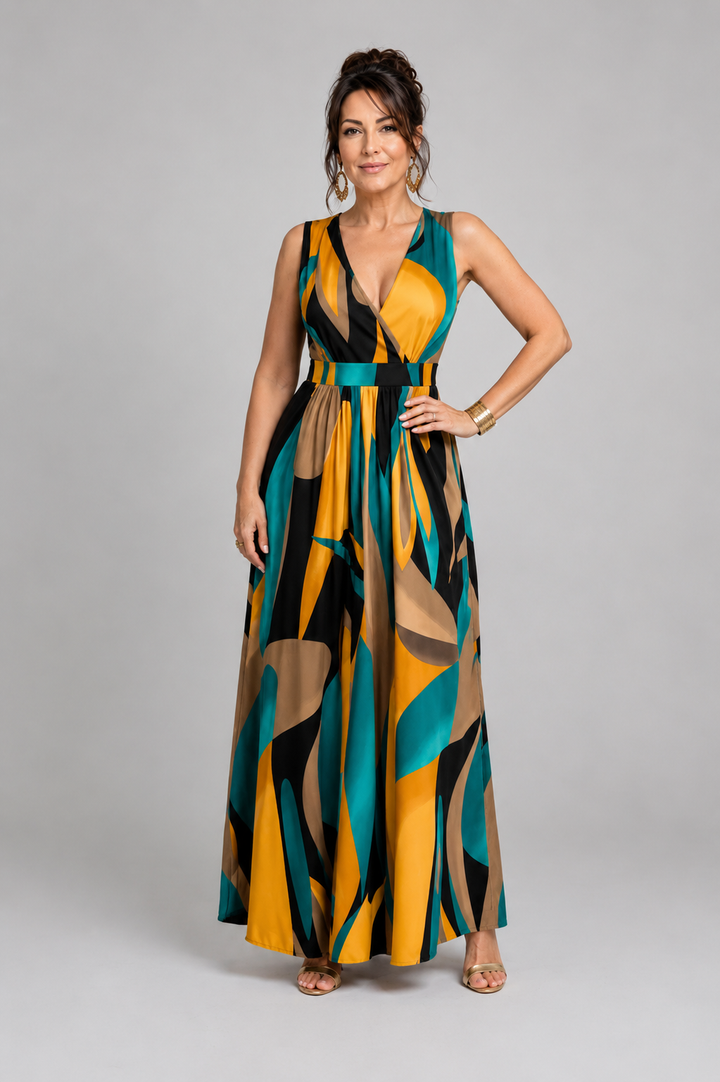 Zélia | Vestido maxi império com decote em V