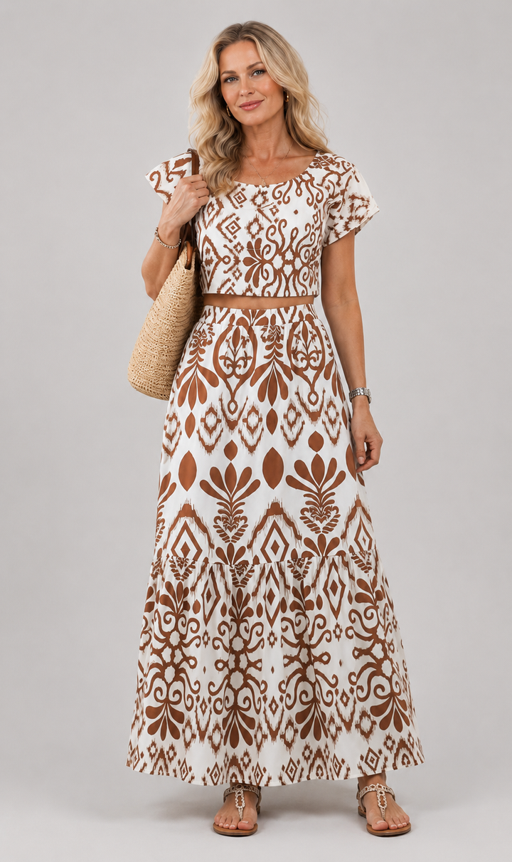 Noémie | Vestido midi floral com mangas de folhos