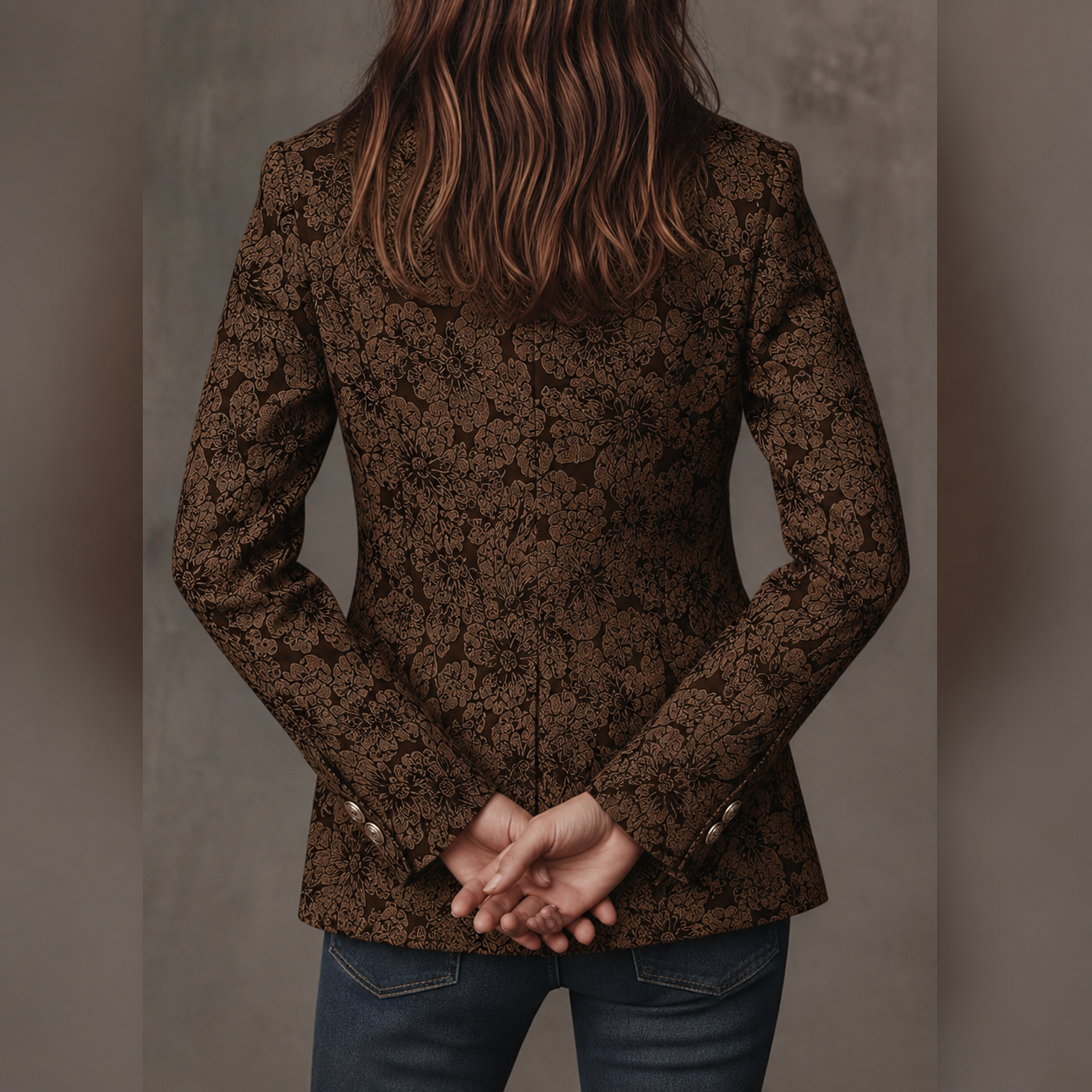 Blazer Jacquard Feminino Cintado com Padrão Paisley