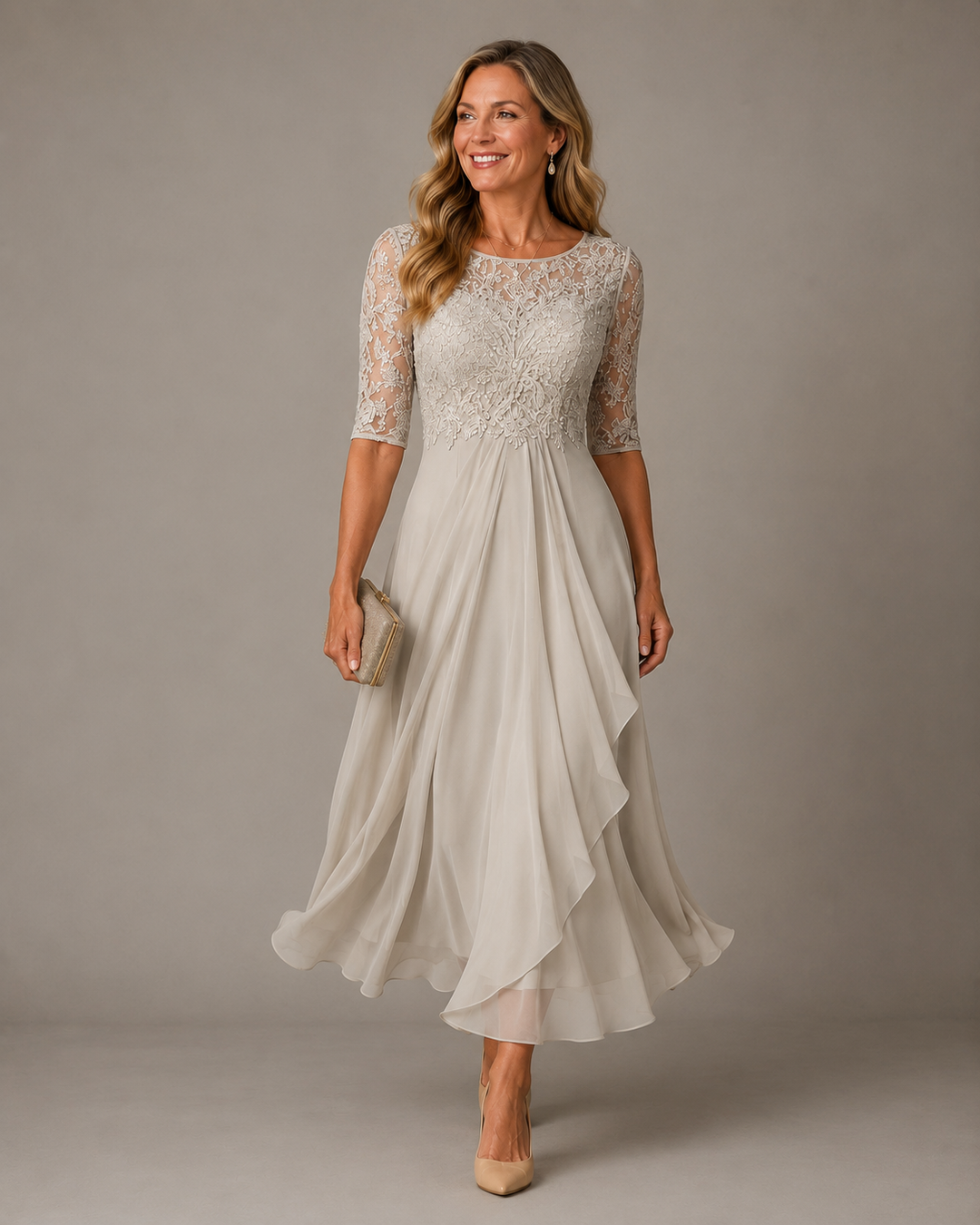 Rose | Vestido midi de renda favorecedor