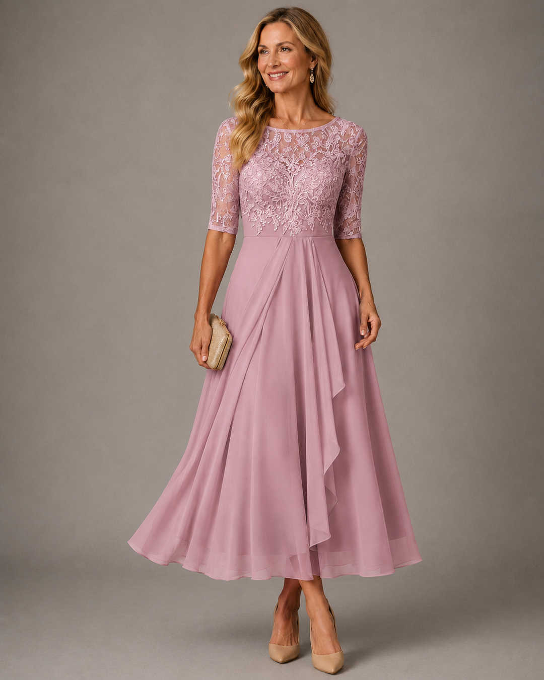 Rose | Vestido midi de renda favorecedor