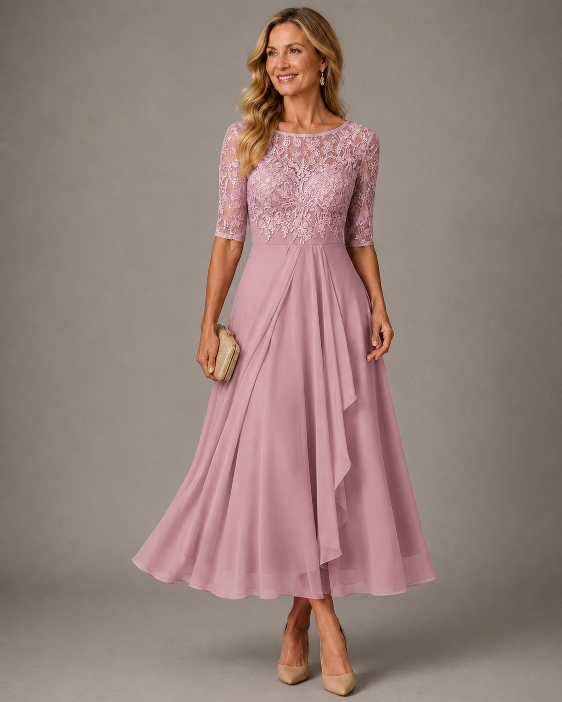 Rose | Vestido midi de renda favorecedor