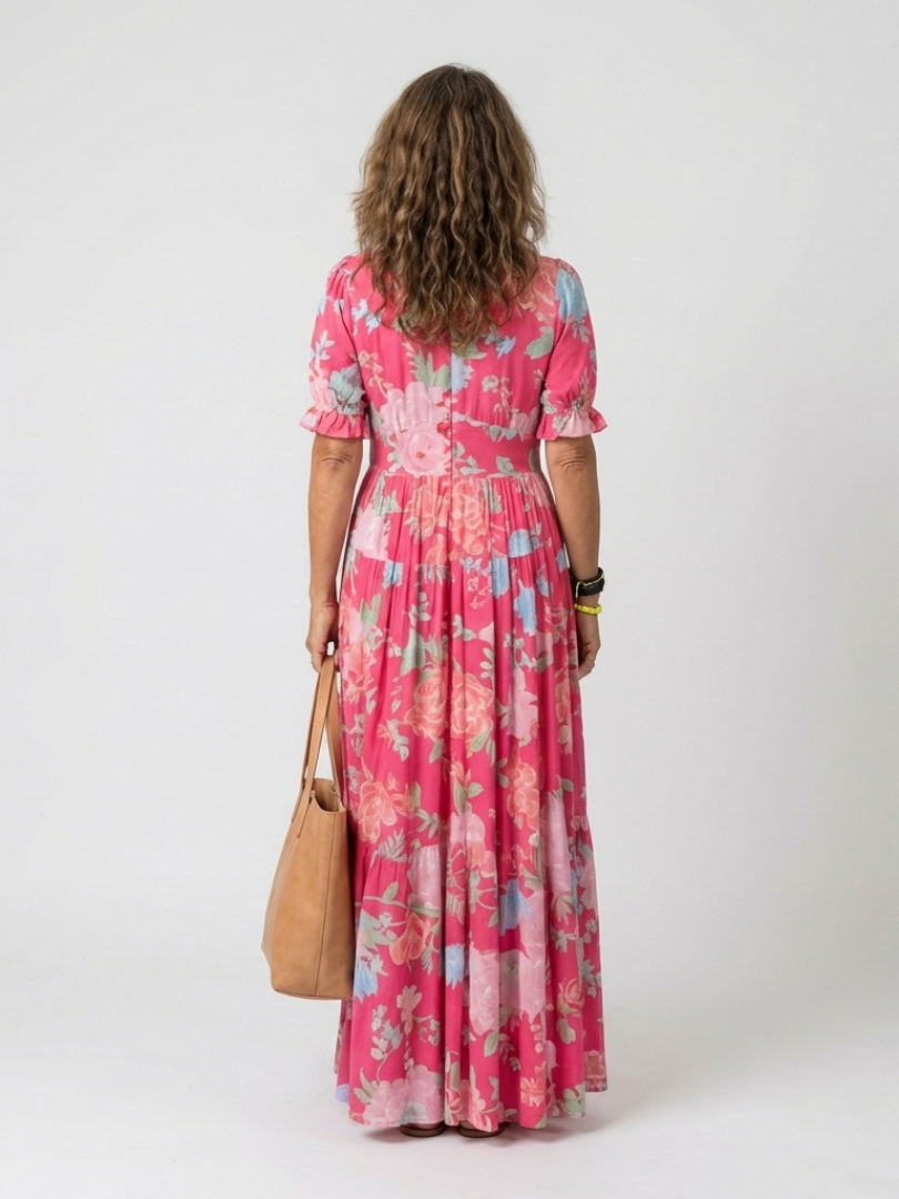 Line | Vestido midi floral romântico com decote em V