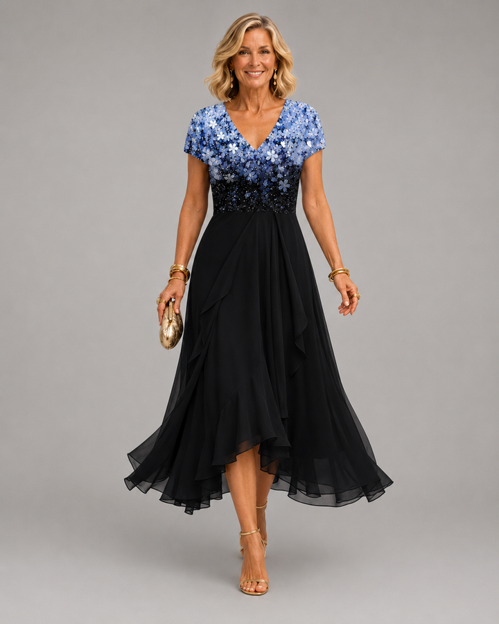 Elisandra™ | Vestido elegante com patchwork de renda