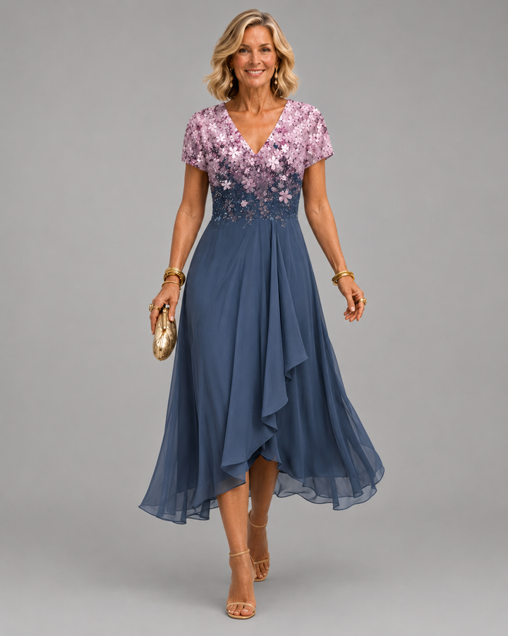 Elisandra™ | Vestido elegante com patchwork de renda