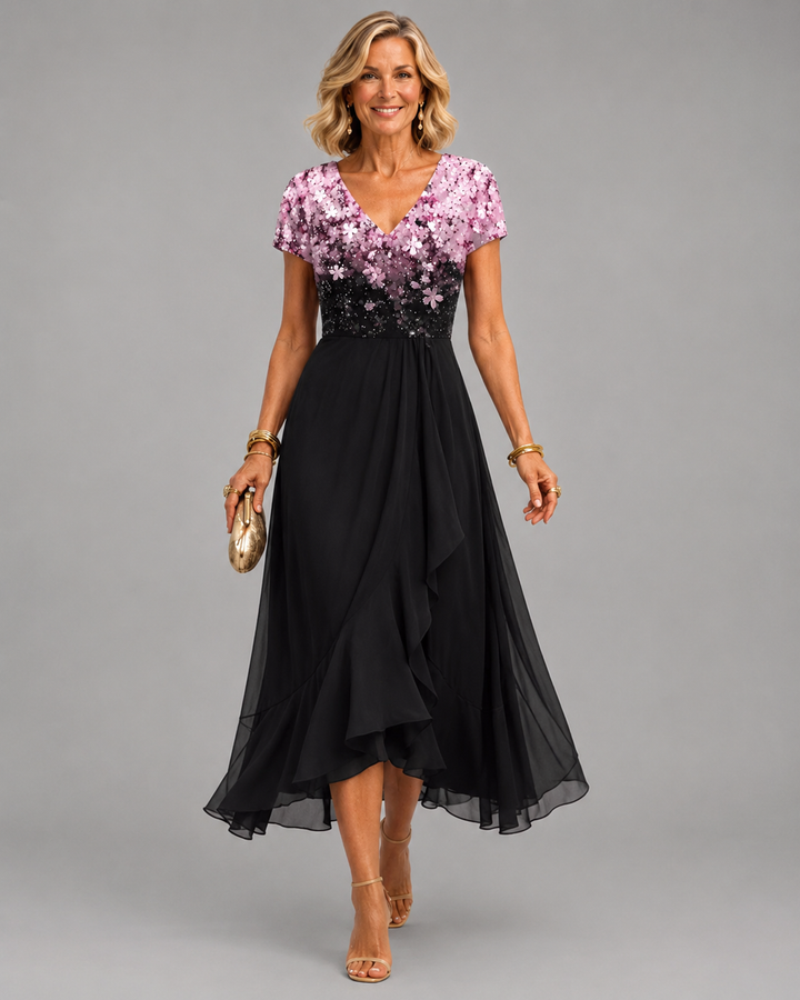 Elisandra™ | Vestido elegante com patchwork de renda
