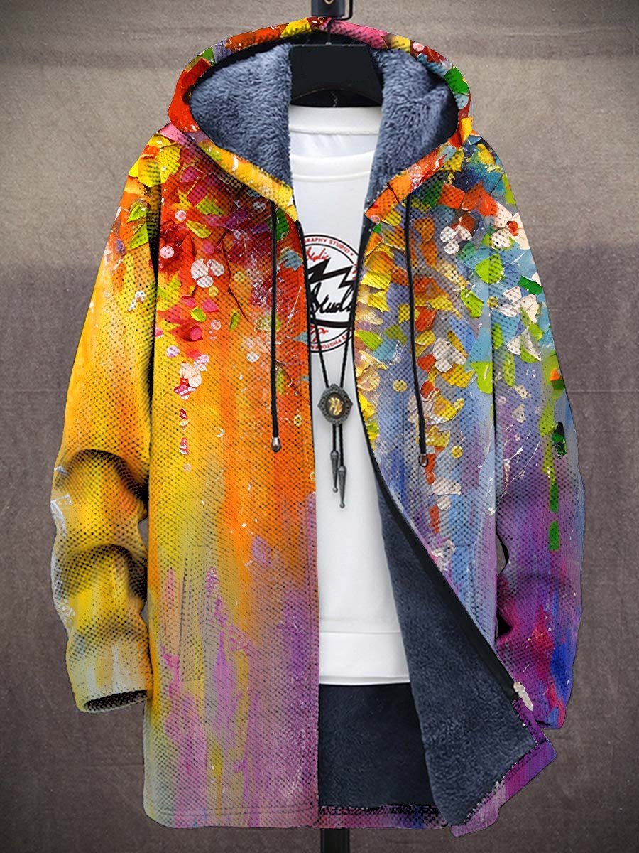 Isabella | Casaco de Malha com Capuz e Estampado Artístico